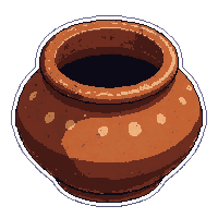 clay pot cooking  rust spotted aging