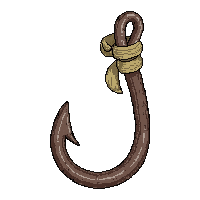 fishing hook line  repaired with twine