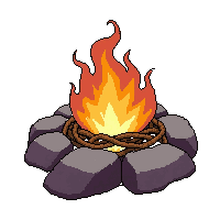flint and steel fire  repaired with twine