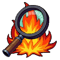 magnifying glass fire  worn heavily used
