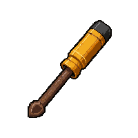 golden screwdriver  old rusty worn