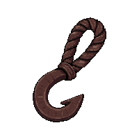 rope and hook grapple  old rusty worn