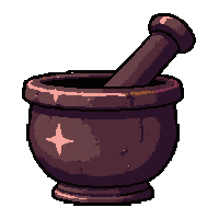 stone mortar and pestle  enchanted magical glow