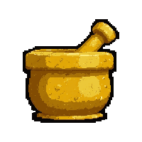 stone mortar and pestle  legendary golden