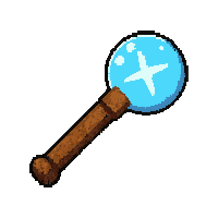 wooden club  glowing magical blue