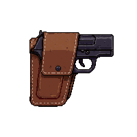 double barrel shotgun  worn leather holster