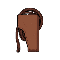 lasso rope coiled  worn leather holster