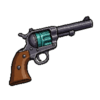 revolver six shooter  turquoise stone inlay