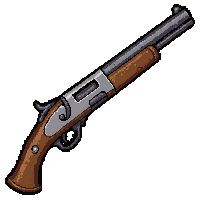 sawed off shotgun  silver inlay detail