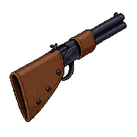 sawed off shotgun  worn leather holster