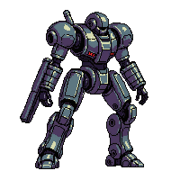 mech suit heavy armor bipedal cannon arm plated