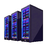server rack tall blinking lights data processing