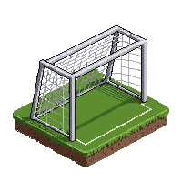 white net with posts  grass stained base