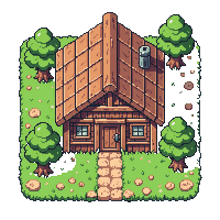 wooden herbalist hut