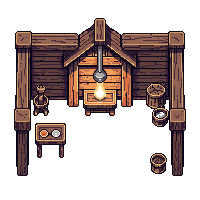 wooden blacksmith forge