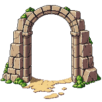 ancient ruins temple wall doorway stone arch crumbling frame