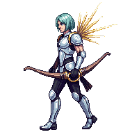 celestial archer light bow radiant arrows silver armor