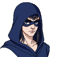 portrait bust cunning rogue thief smirk scar hood shadows