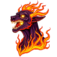 portrait bust fire demon flames horns ember eyes molten skin