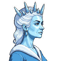 portrait bust ice queen witch pale blue skin frost crown