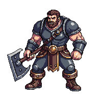 starter hero berserker giant axe fierce idle standing