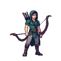 starter hero ranger bow cloak nature idle standing arrow