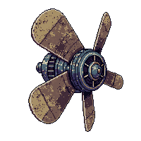steampunk machinery airship propeller rusted corroded stuck