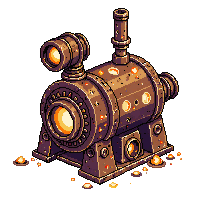 steampunk machinery furnace rusted corroded holes crumbling