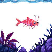 underwater kingdom bioluminescent shrimp small glowing red