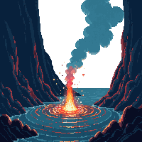 underwater kingdom volcanic vent floor hot steam bubbles