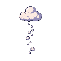 thought bubble cloud shaped dots trailing above