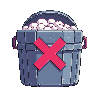 trash slot red x delete discard item warning