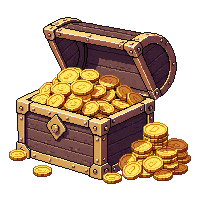 treasure chest reward open golden coins overflowing